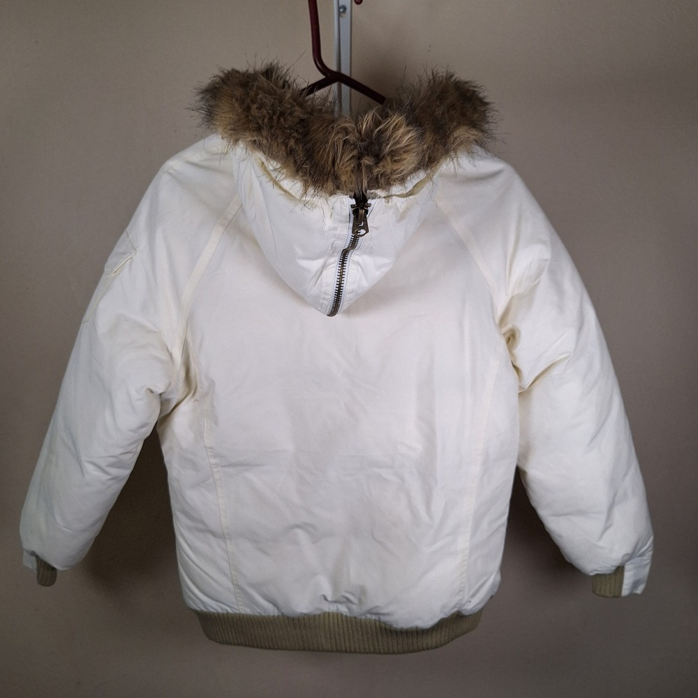 Woolrich‎ Womens Arctic Jacket White Goose Down Faux Fur Hood Bomber  Small - Picture 5 of 10